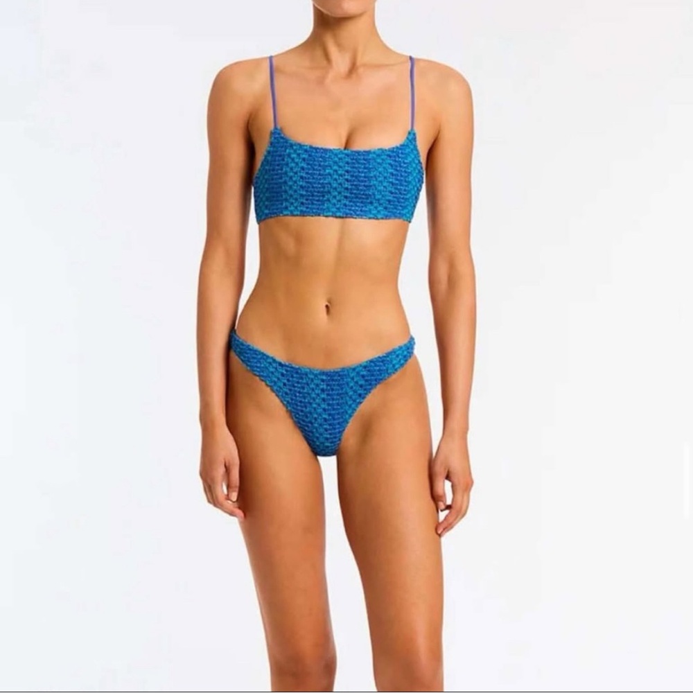 Blue Textured Bikini Set